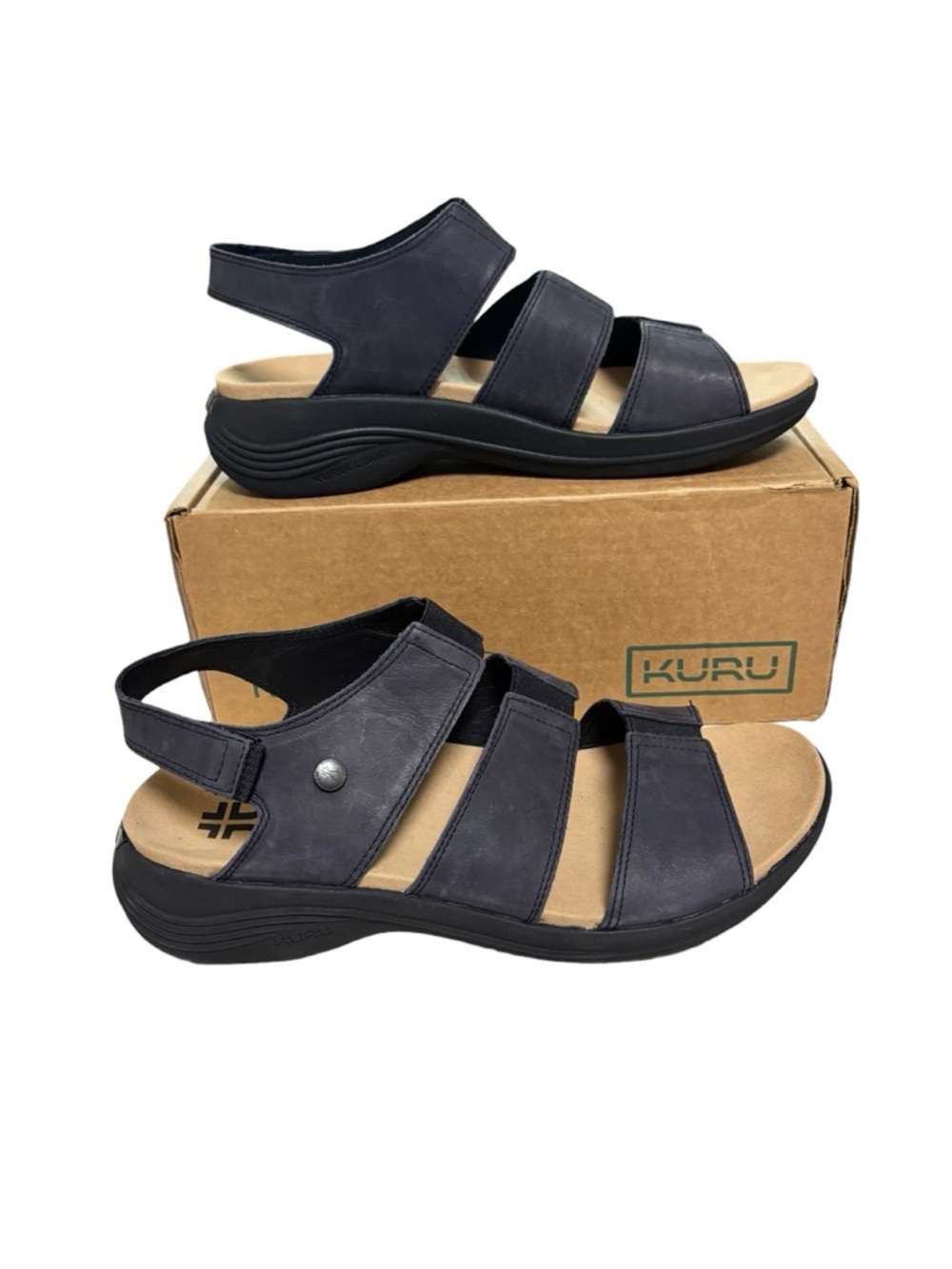 KURU Coda Muse Sandals Shoes Womens Size 12 Jet Black Strappy Comfort Walking